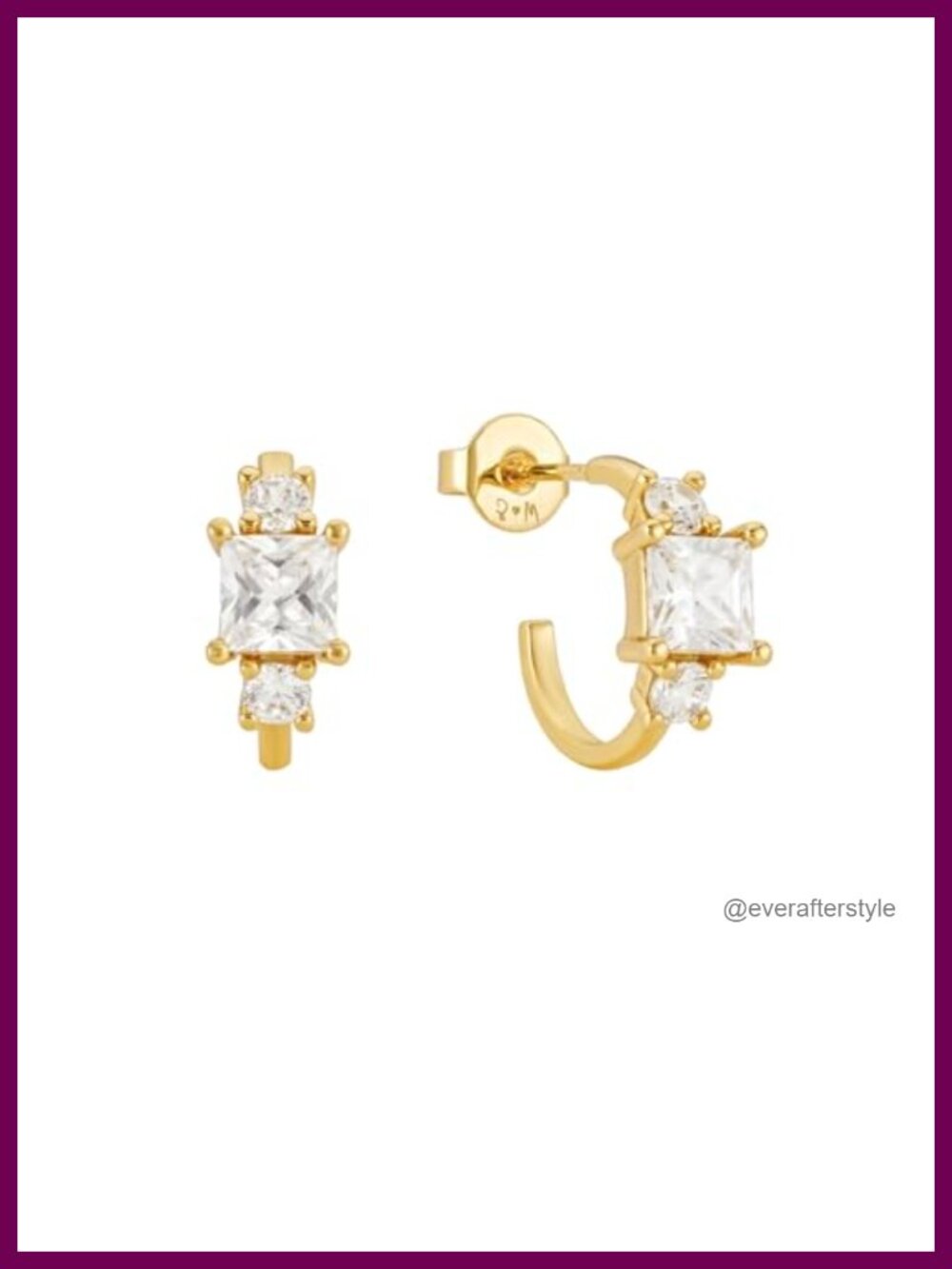 18K Gold Plated Sparkly Hoop Earrings Women Chunky White Zircon Hypoallergenic